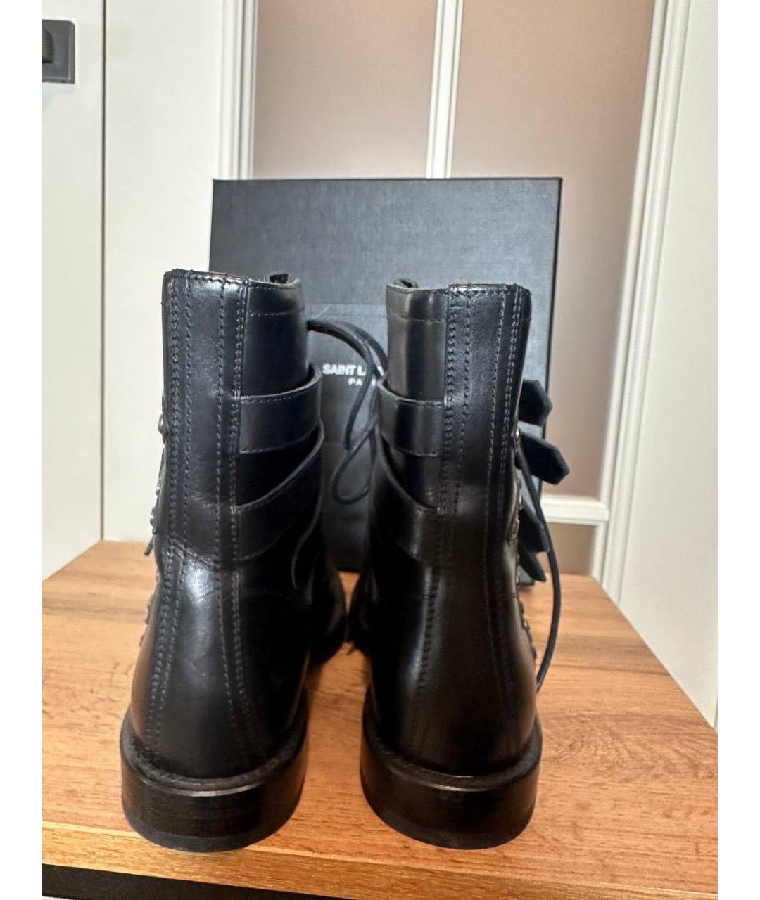 SAINT LAURENT Черные кожаные ботинки, фото 4