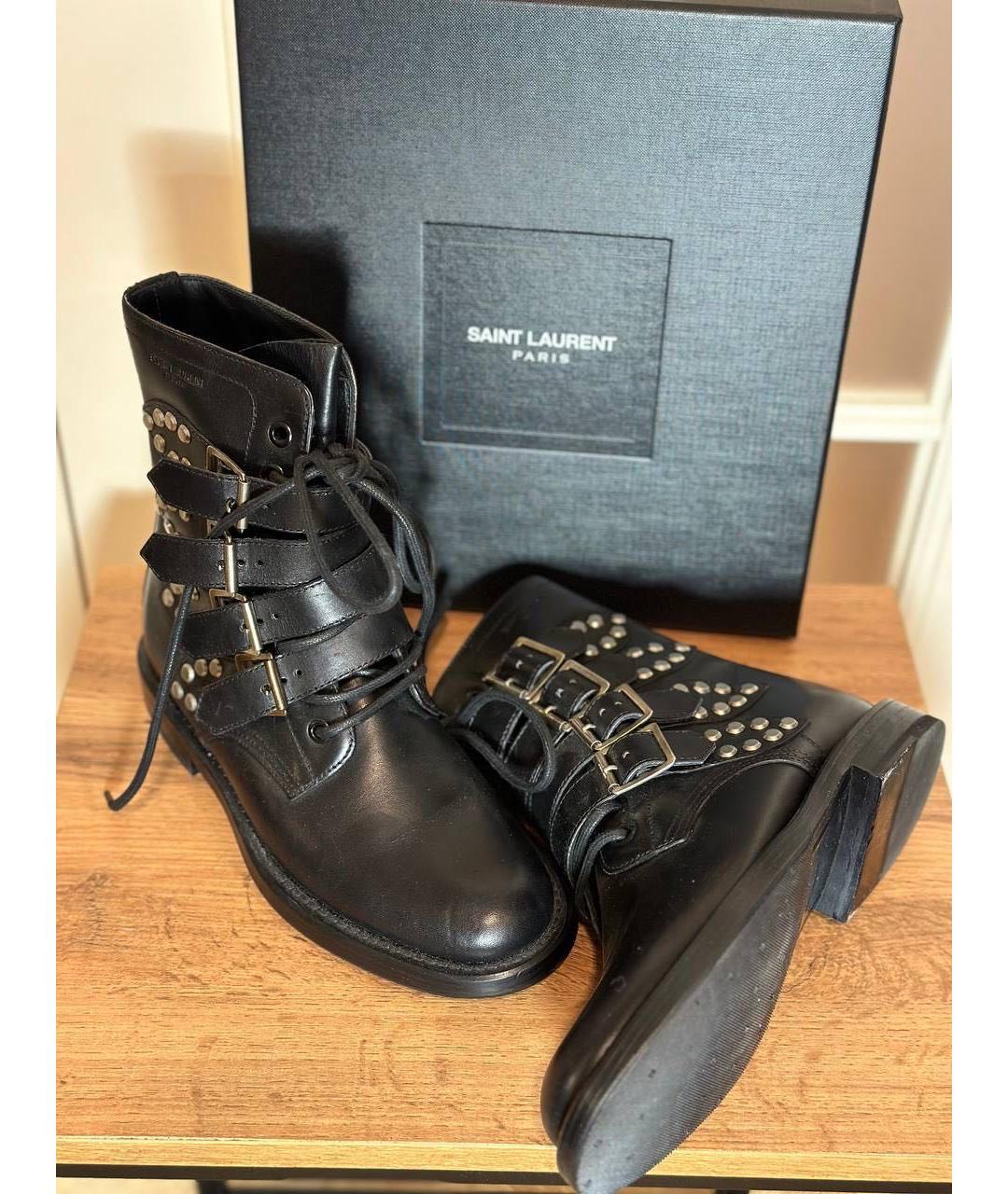 SAINT LAURENT Черные кожаные ботинки, фото 7