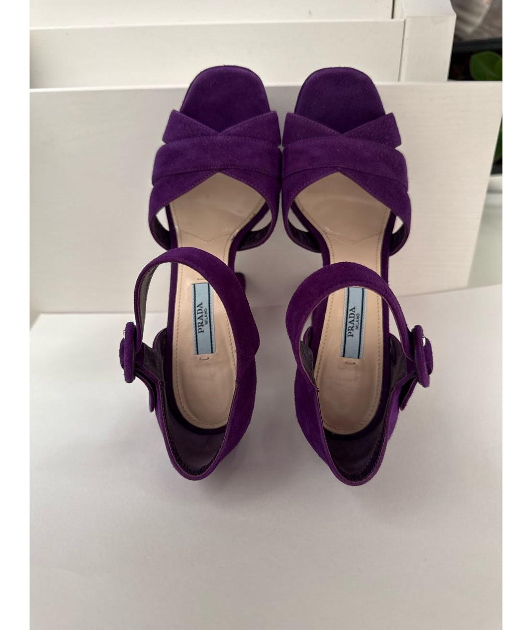 PRADA Фиолетовые замшевые босоножки, фото 3
