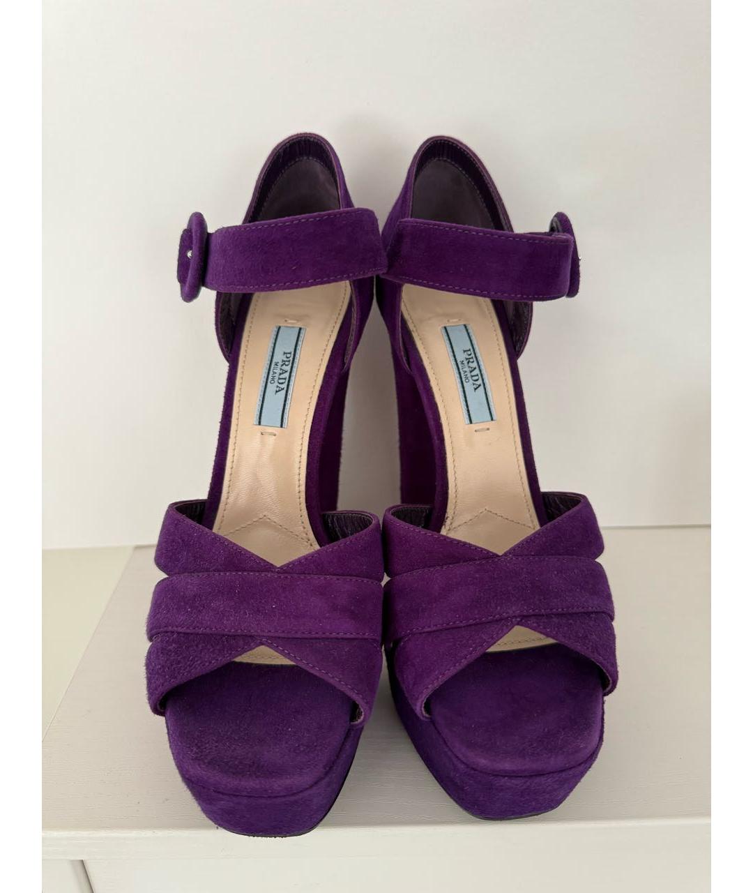 PRADA Фиолетовые замшевые босоножки, фото 2
