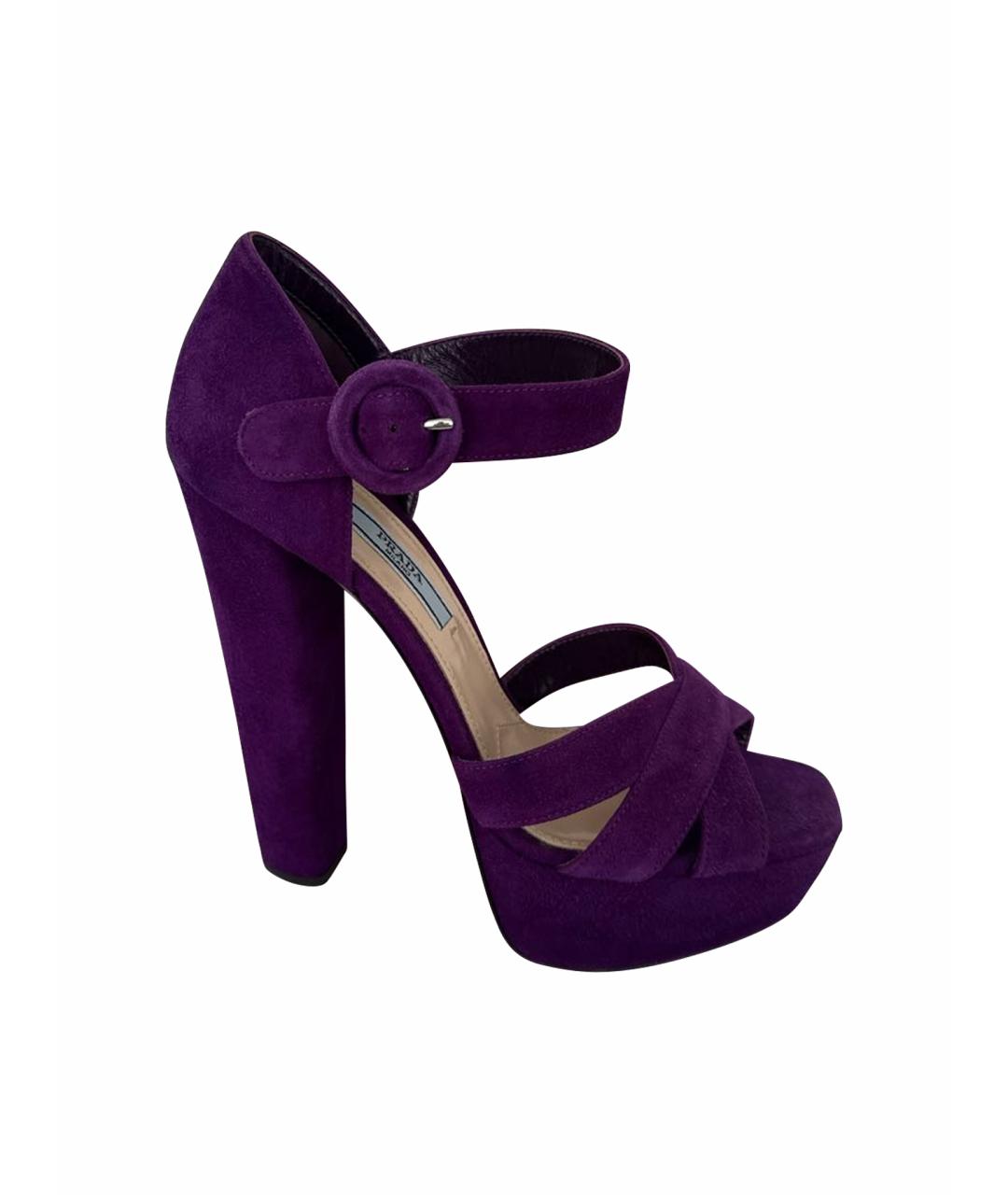 PRADA Фиолетовые замшевые босоножки, фото 1