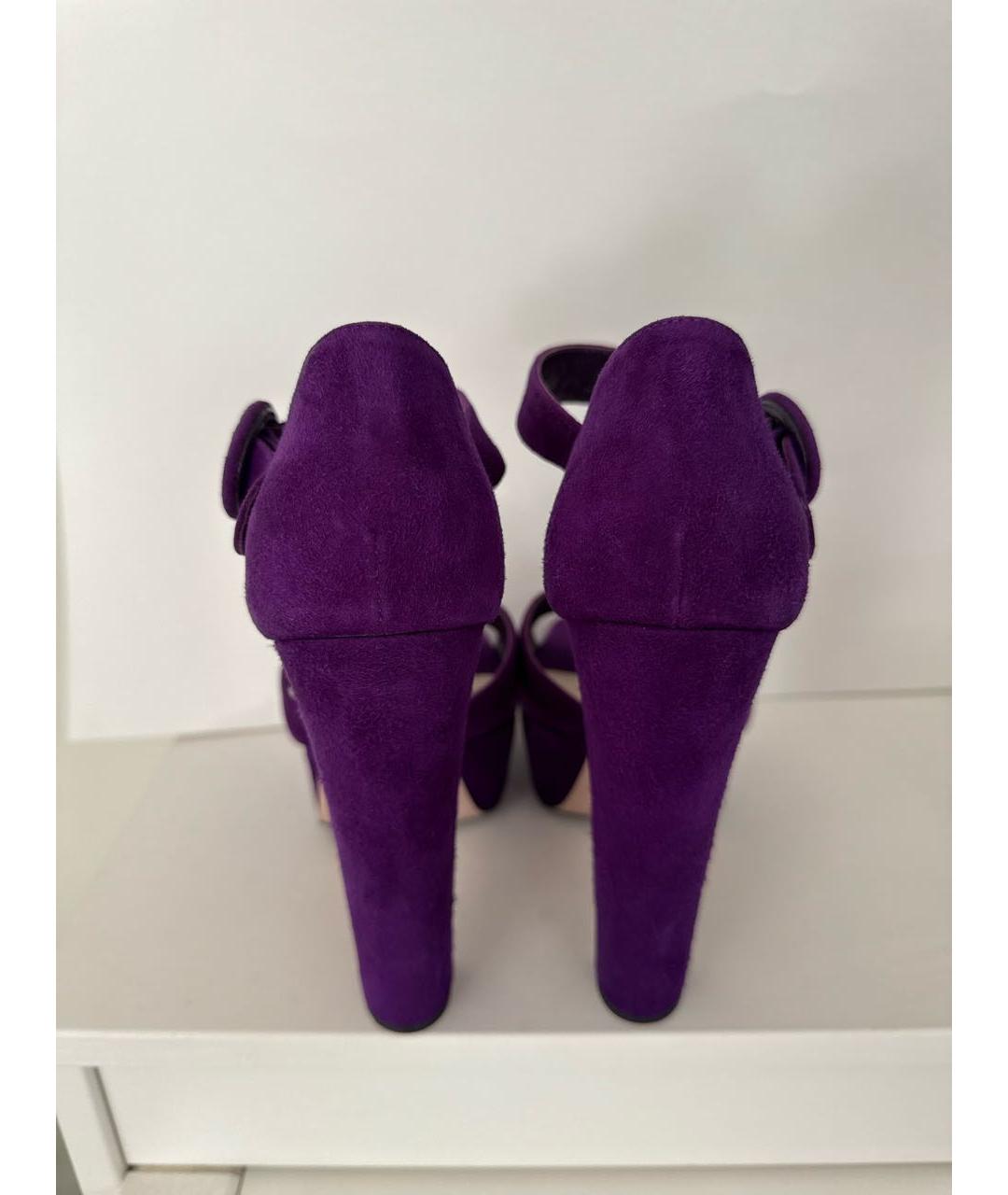 PRADA Фиолетовые замшевые босоножки, фото 4