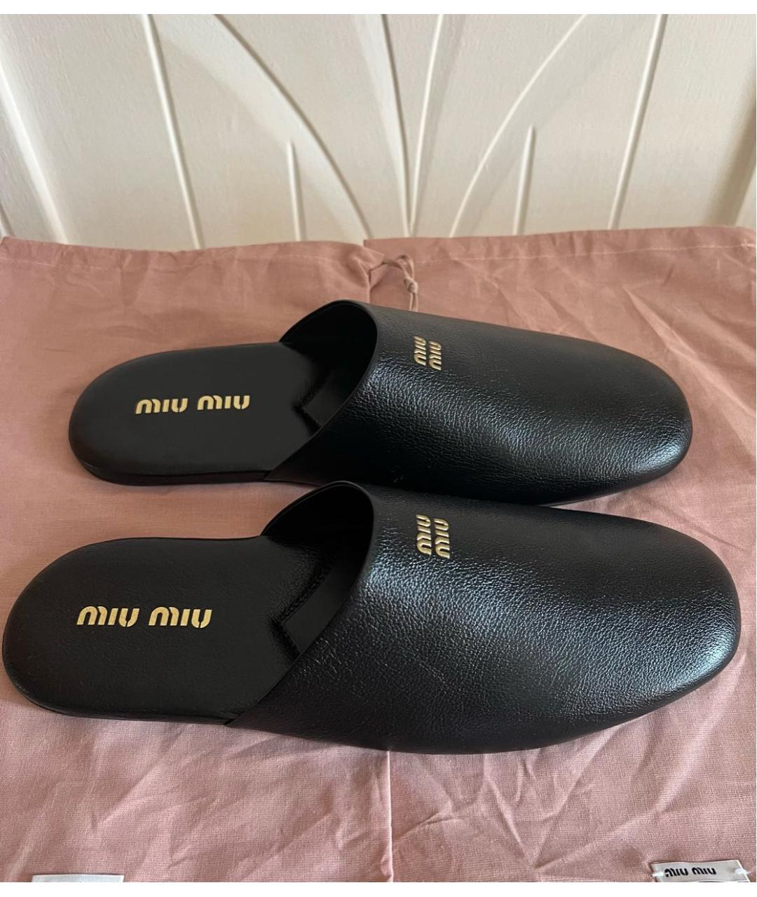 MIU MIU Черные кожаные мюли, фото 7