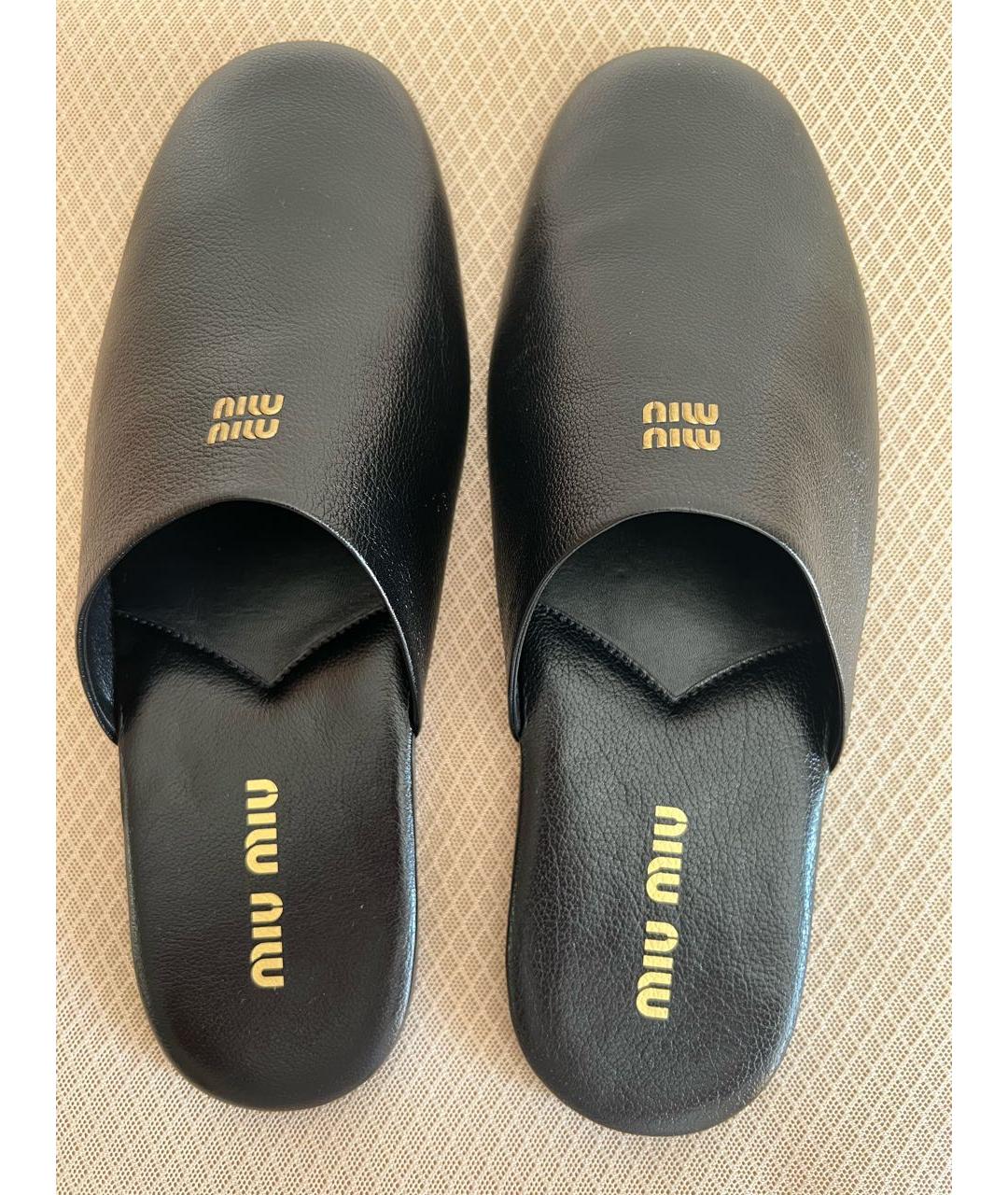 MIU MIU Черные кожаные мюли, фото 3