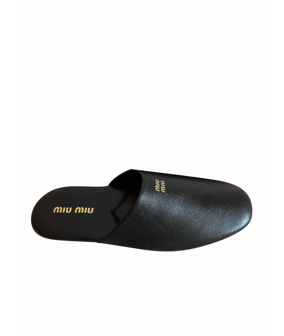 MIU MIU Черные кожаные мюли, фото 1