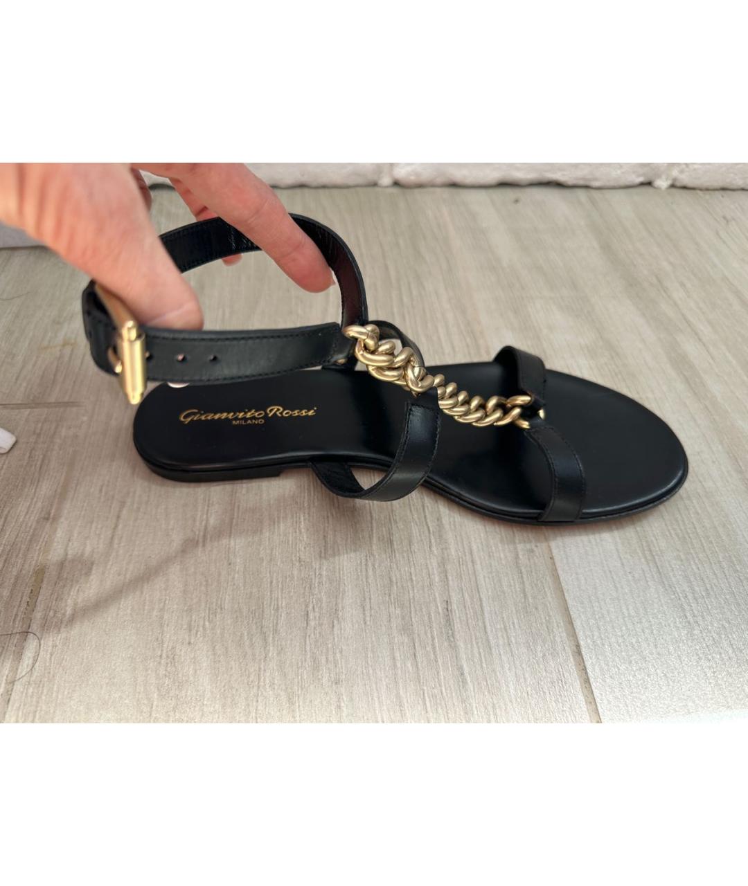 GIANVITO ROSSI Черные кожаные сандалии, фото 9
