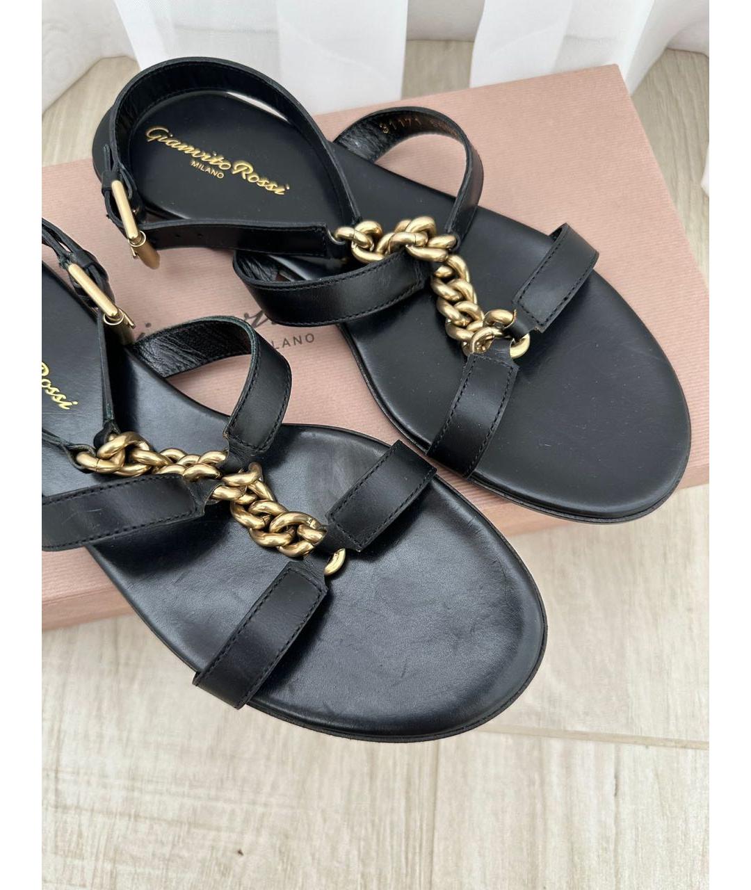 GIANVITO ROSSI Черные кожаные сандалии, фото 3