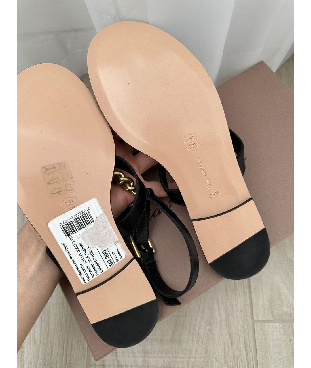 GIANVITO ROSSI Черные кожаные сандалии, фото 6