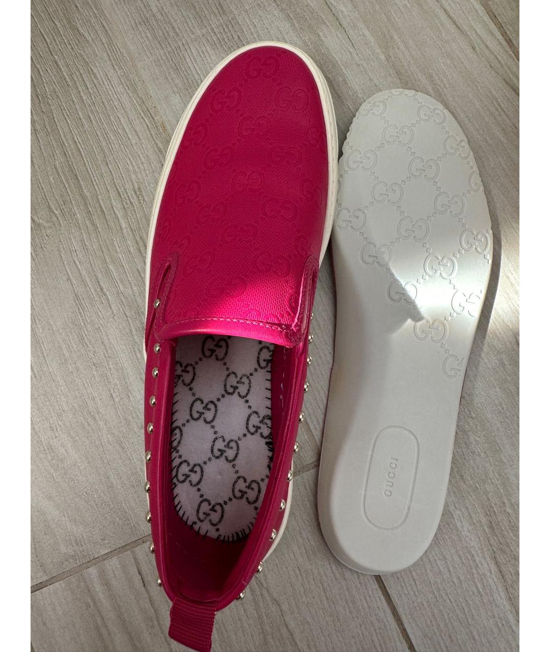 GUCCI Фуксия кожаные слипоны, фото 4