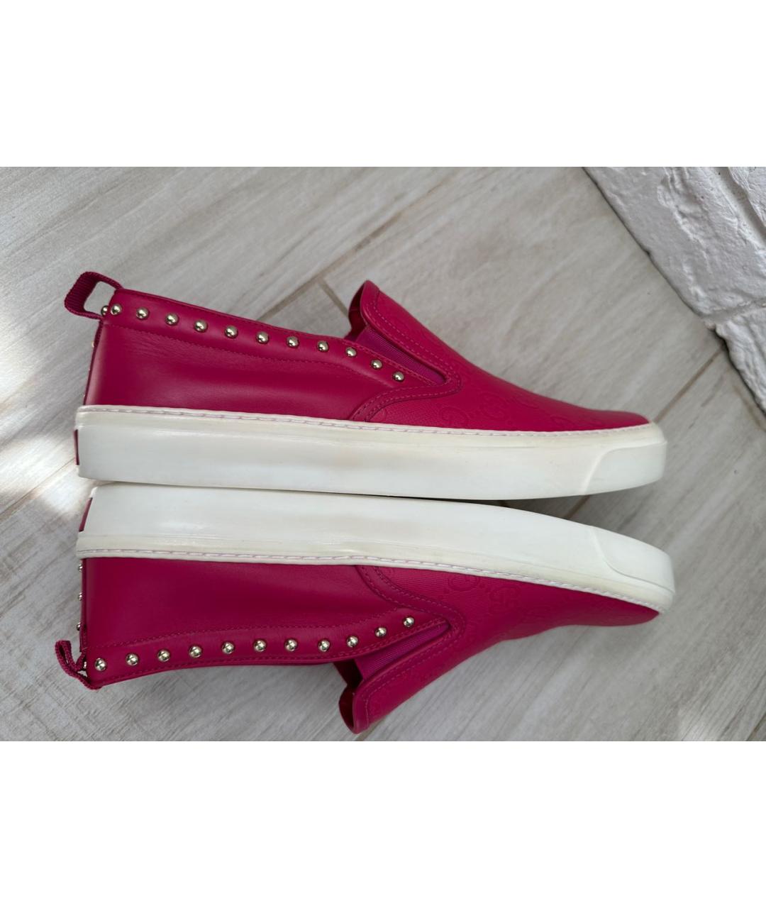 GUCCI Фуксия кожаные слипоны, фото 9
