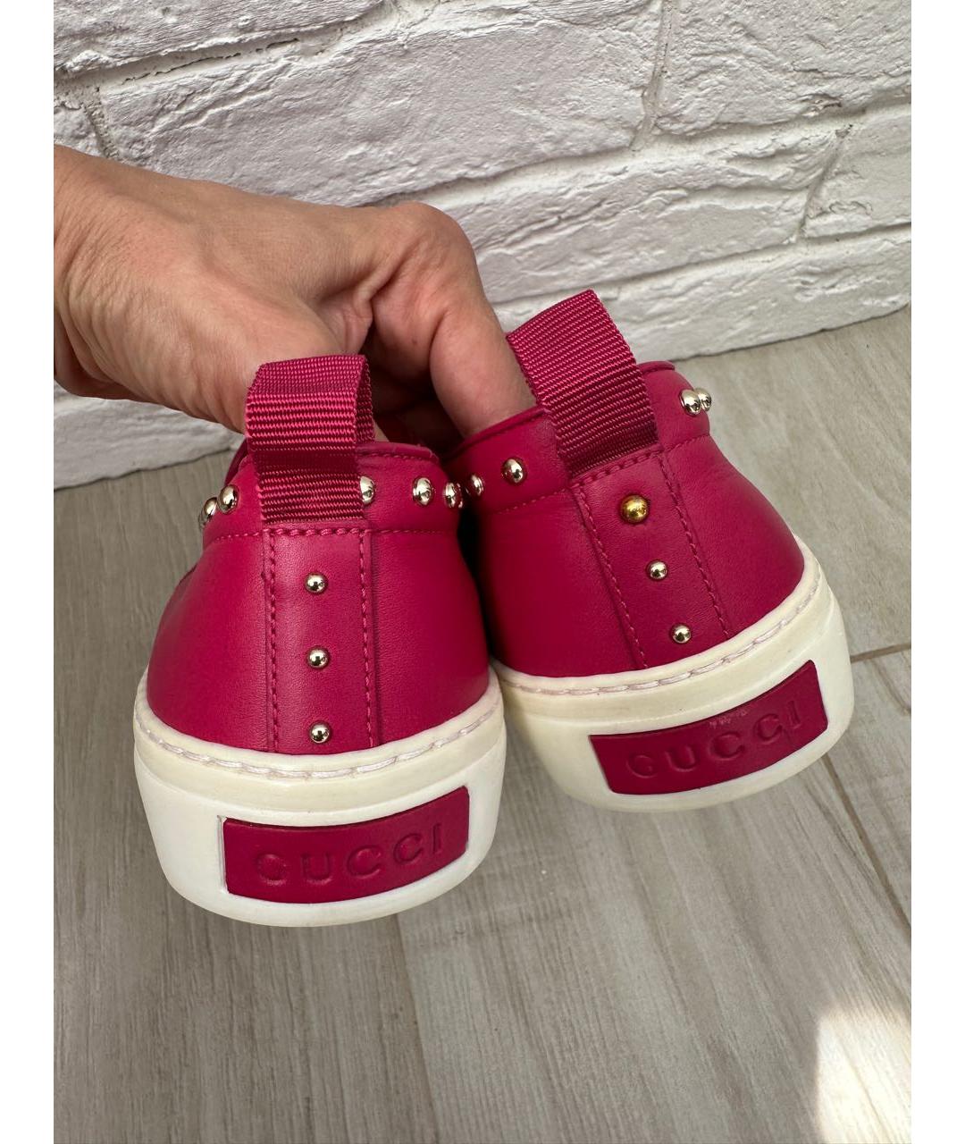 GUCCI Фуксия кожаные слипоны, фото 6
