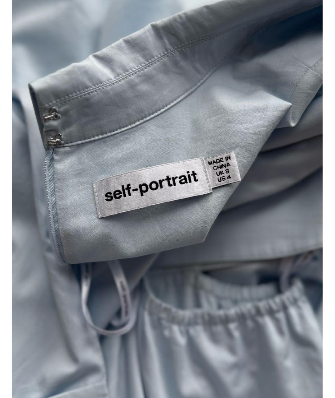 SELF-PORTRAIT Голубое хлопковое повседневное платье, фото 8