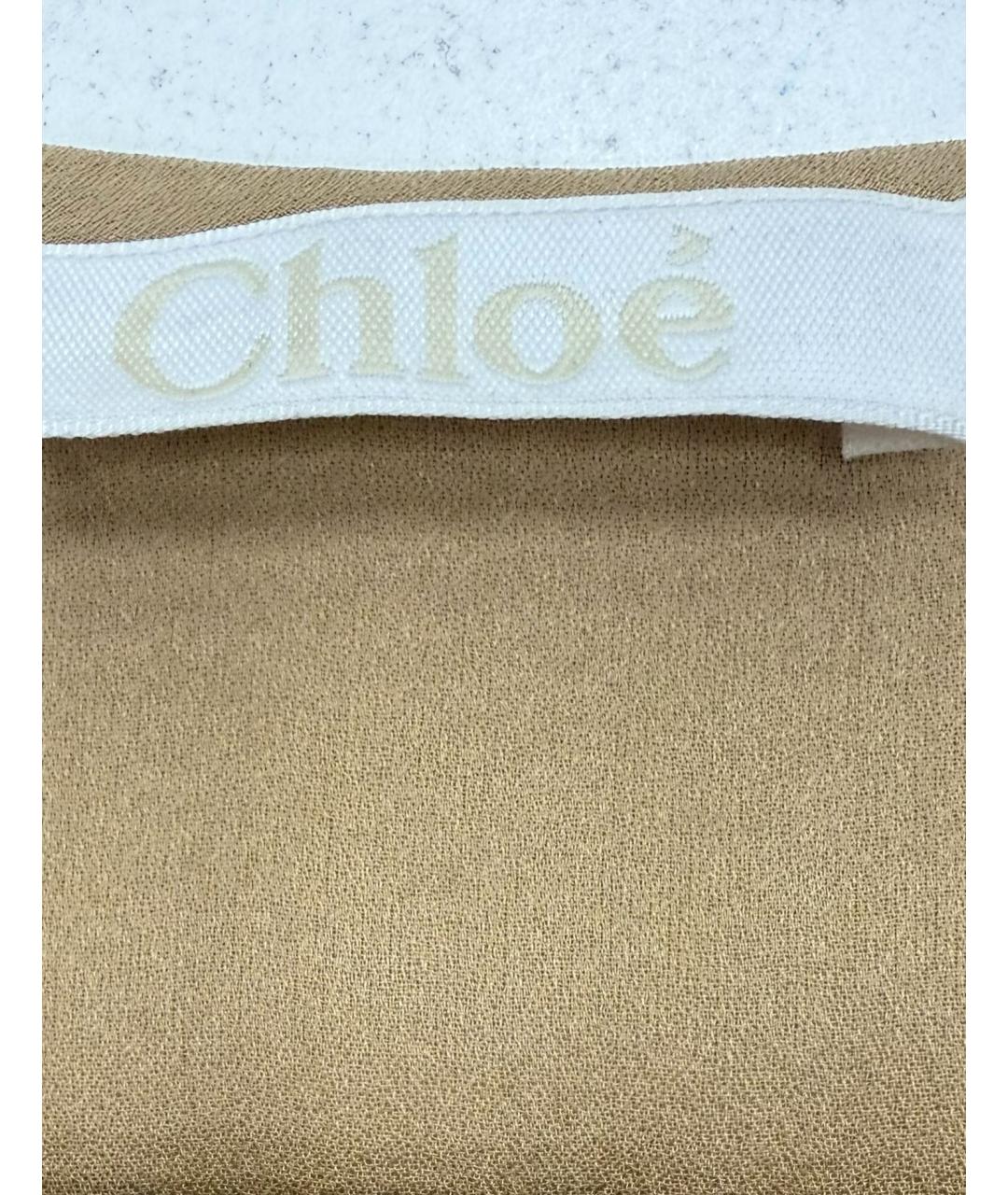 CHLOE Бежевое шелковое повседневное платье, фото 4