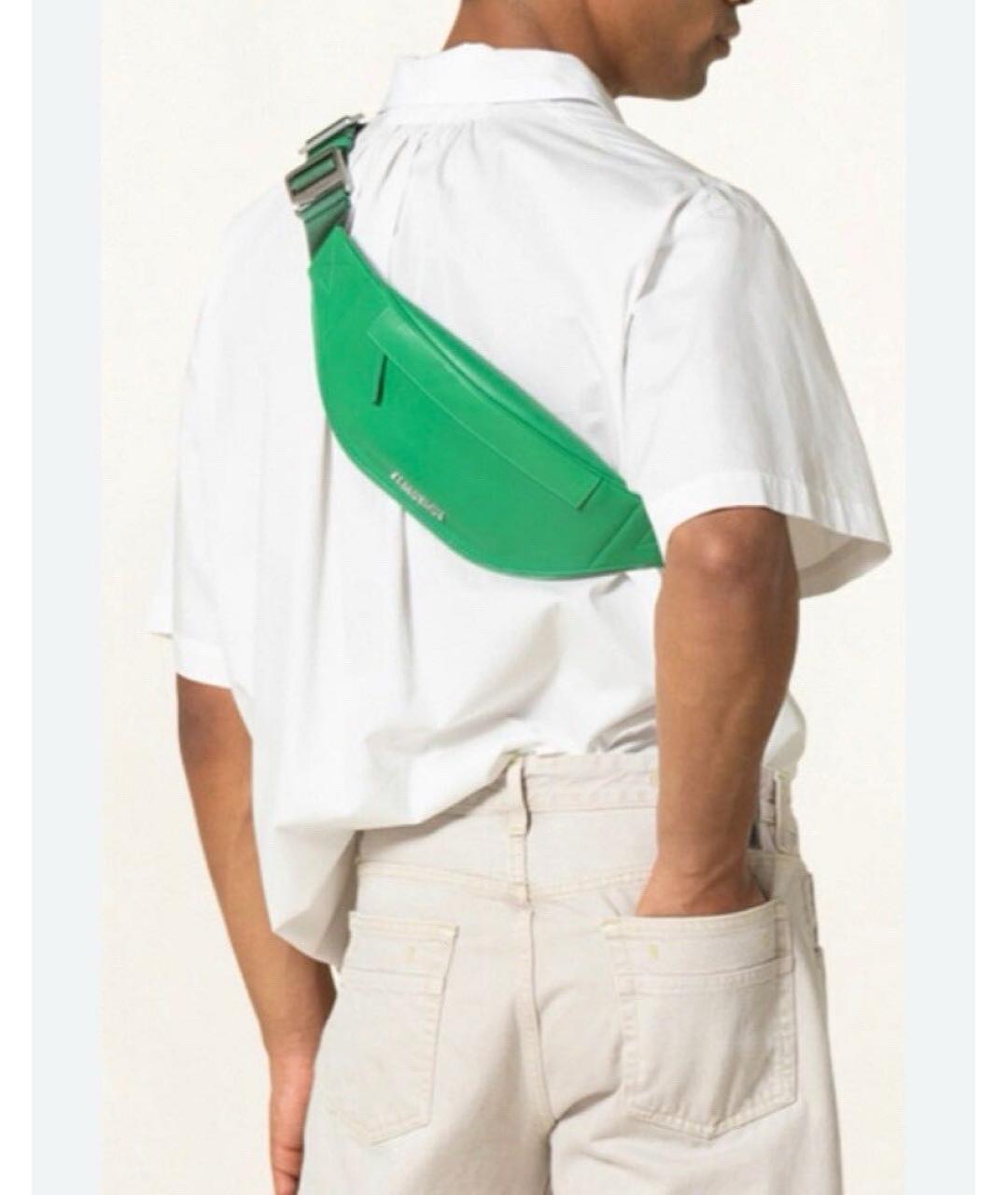 JACQUEMUS Синяя кожаная поясная сумка, фото 7