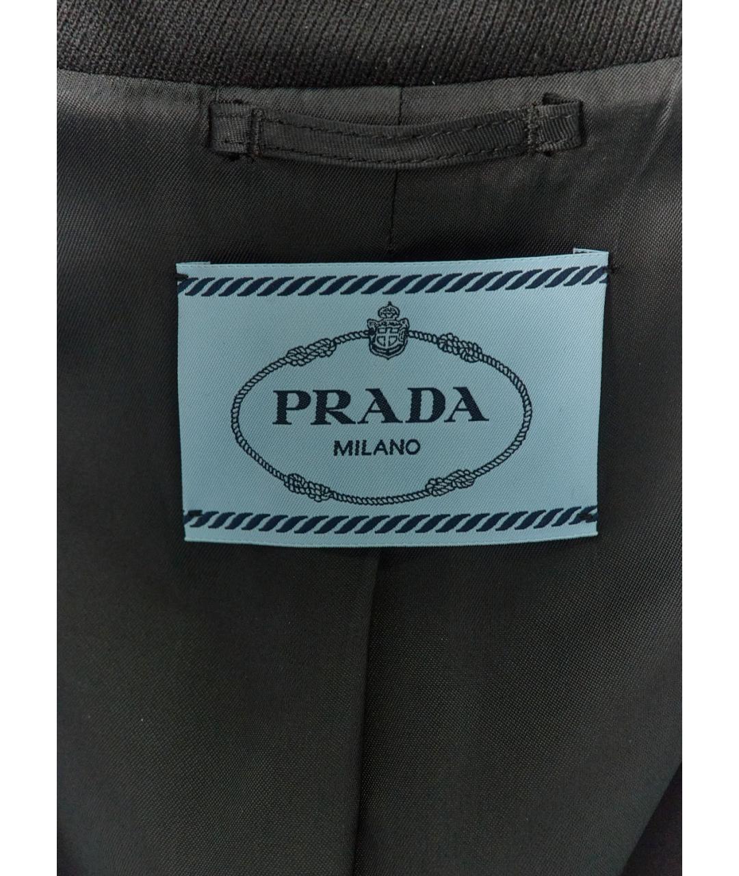 PRADA Черное шерстяное пальто, фото 4