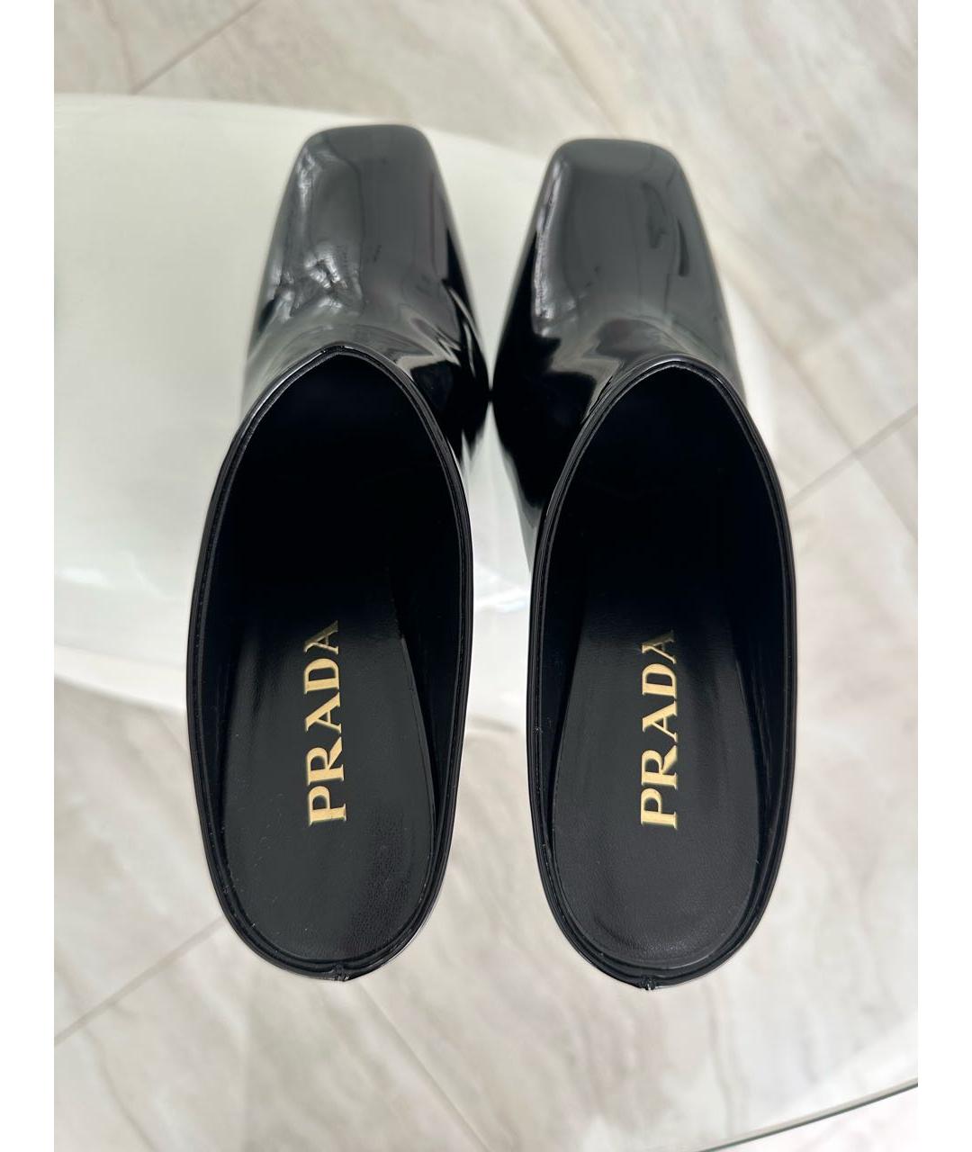 PRADA Черные кожаные мюли, фото 3