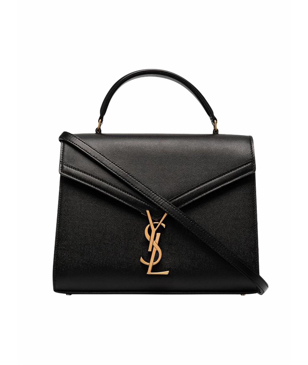 SAINT LAURENT Черная кожаная сумка с короткими ручками, фото 1