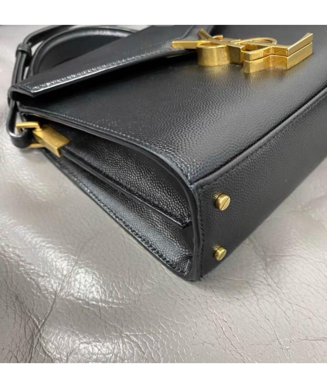 SAINT LAURENT Черная кожаная сумка с короткими ручками, фото 5