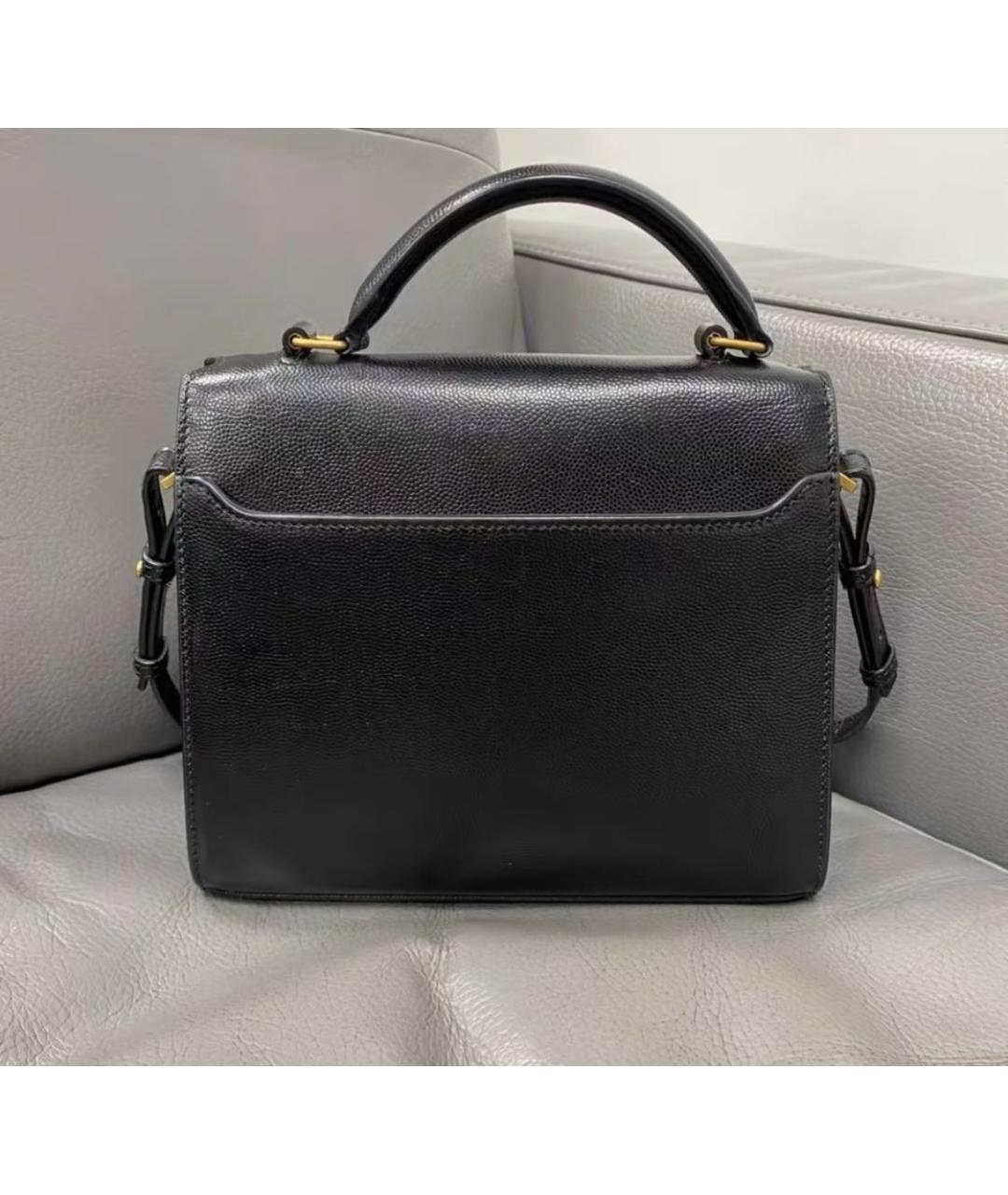 SAINT LAURENT Черная кожаная сумка с короткими ручками, фото 4