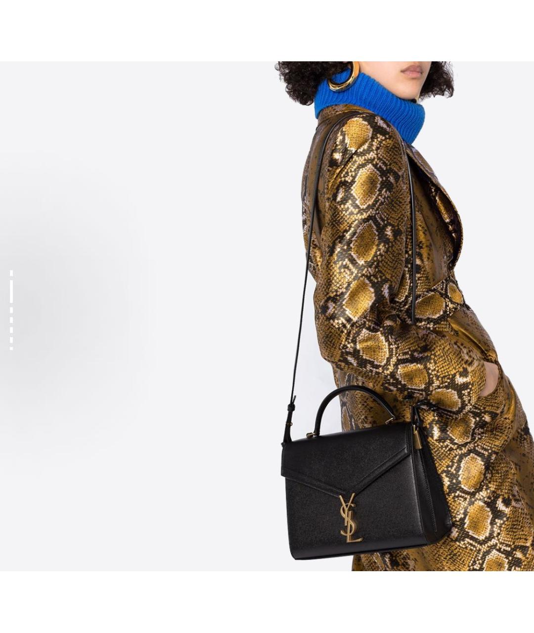 SAINT LAURENT Черная кожаная сумка с короткими ручками, фото 6