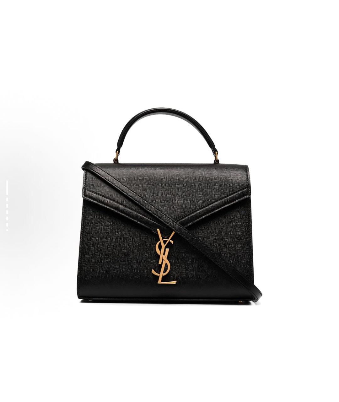 SAINT LAURENT Черная кожаная сумка с короткими ручками, фото 7