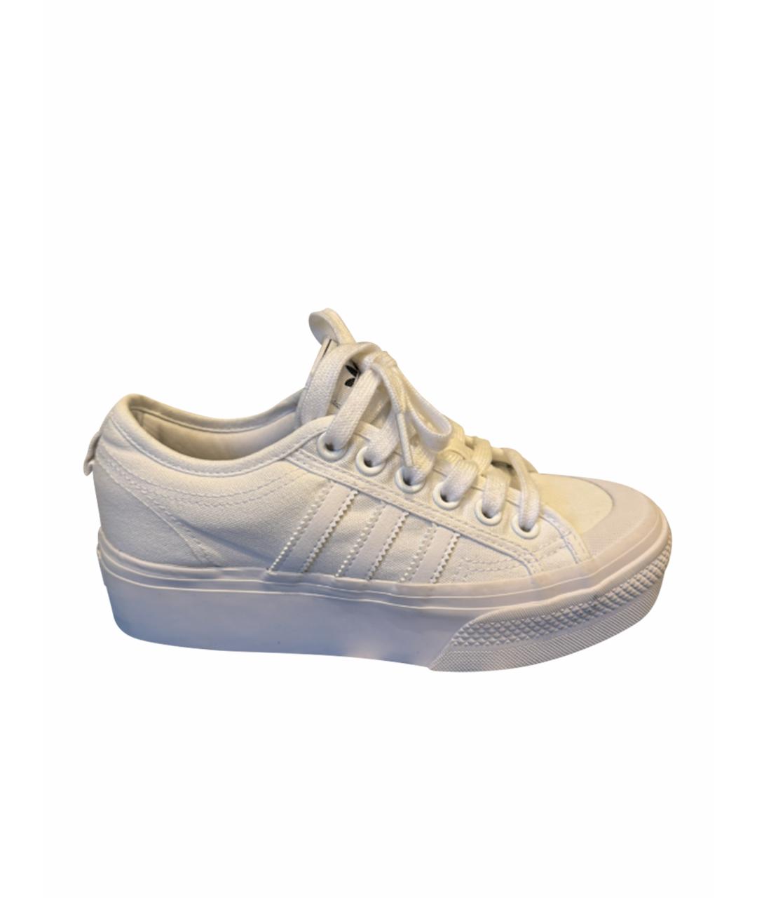 ADIDAS Белые текстильные кроссовки, фото 1