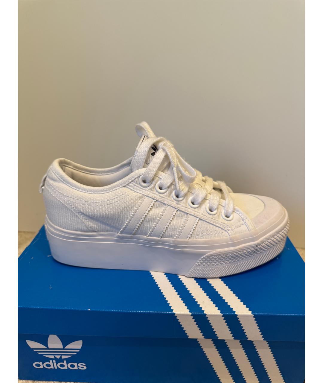 ADIDAS Белые текстильные кроссовки, фото 6