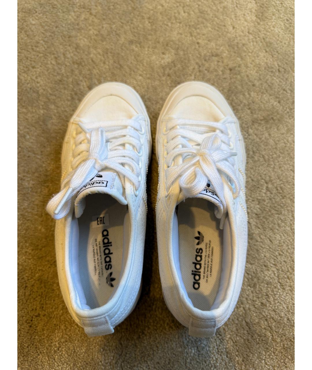 ADIDAS Белые текстильные кроссовки, фото 3