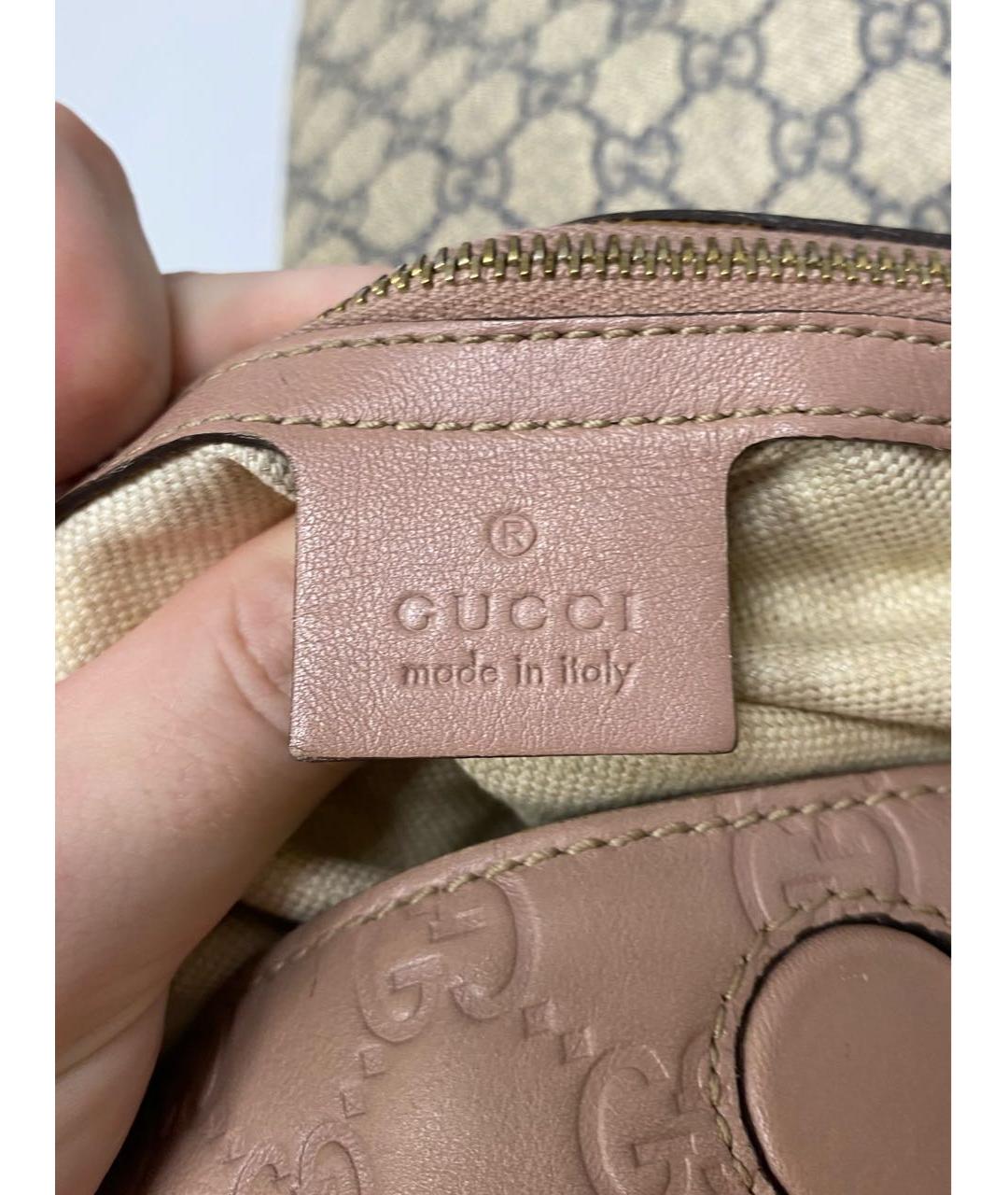 GUCCI Розовая кожаная сумка с короткими ручками, фото 4