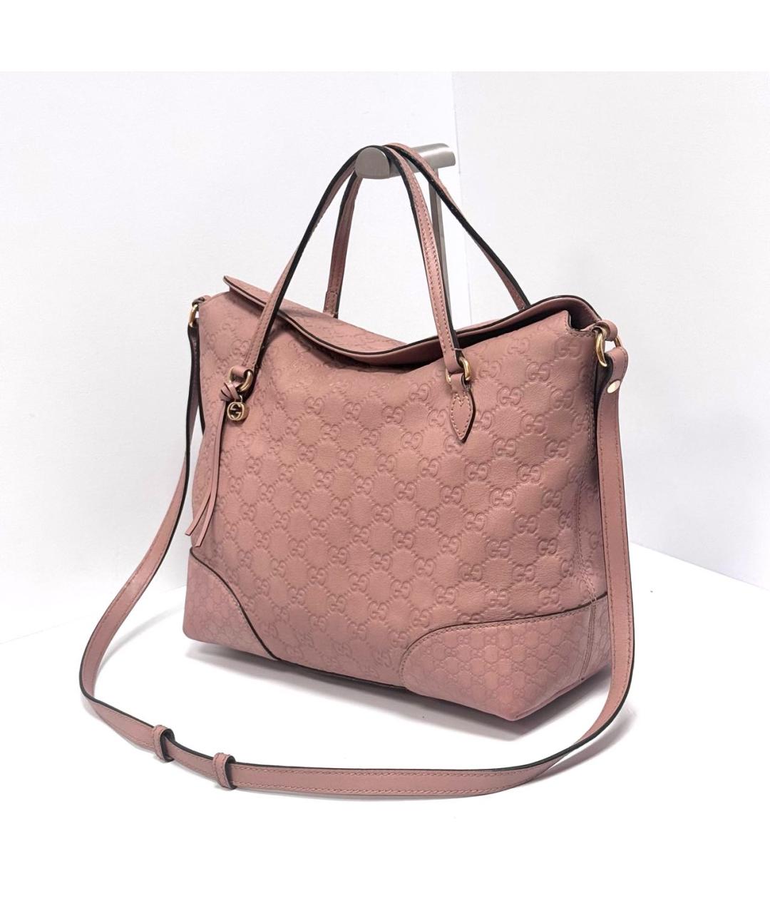 GUCCI Розовая кожаная сумка с короткими ручками, фото 2