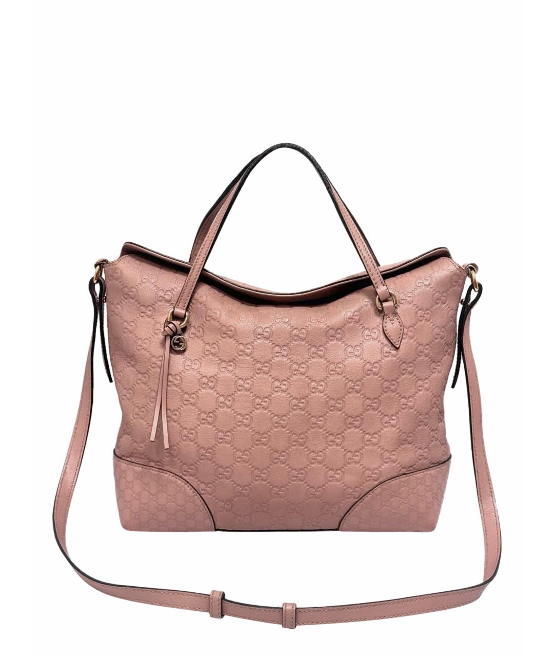 GUCCI Розовая кожаная сумка с короткими ручками, фото 1