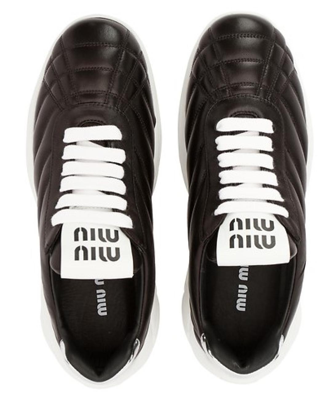 MIU MIU Черные кожаные кроссовки, фото 2