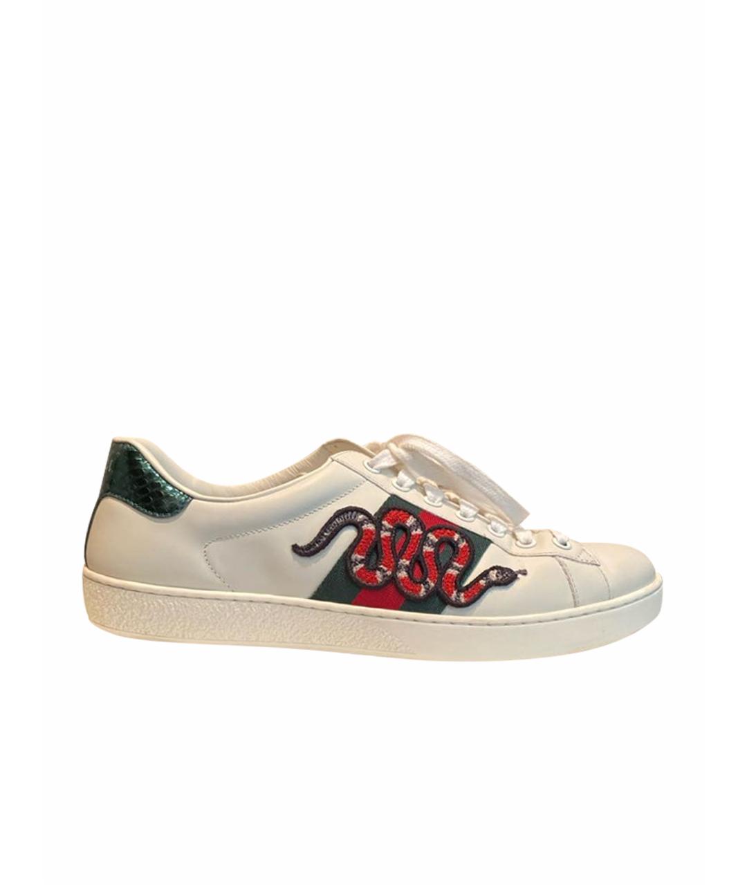 GUCCI Белые кожаные высокие кроссовки / кеды, фото 1