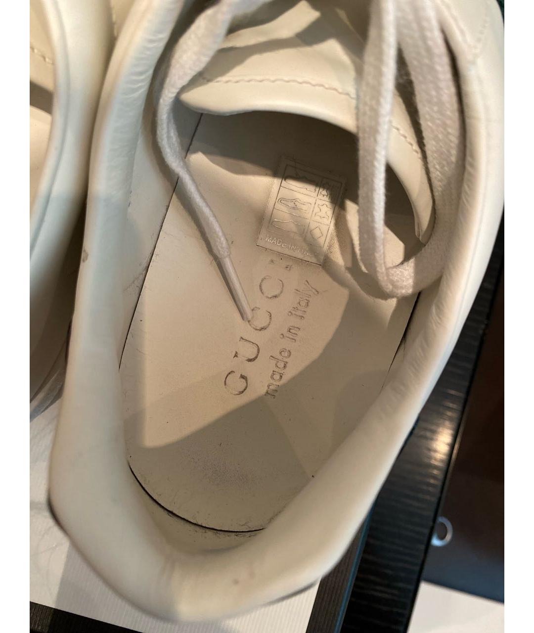 GUCCI Белые кожаные высокие кроссовки / кеды, фото 5