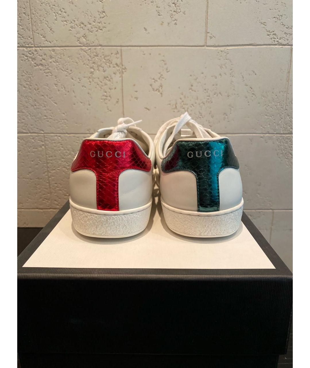 GUCCI Белые кожаные высокие кроссовки / кеды, фото 4
