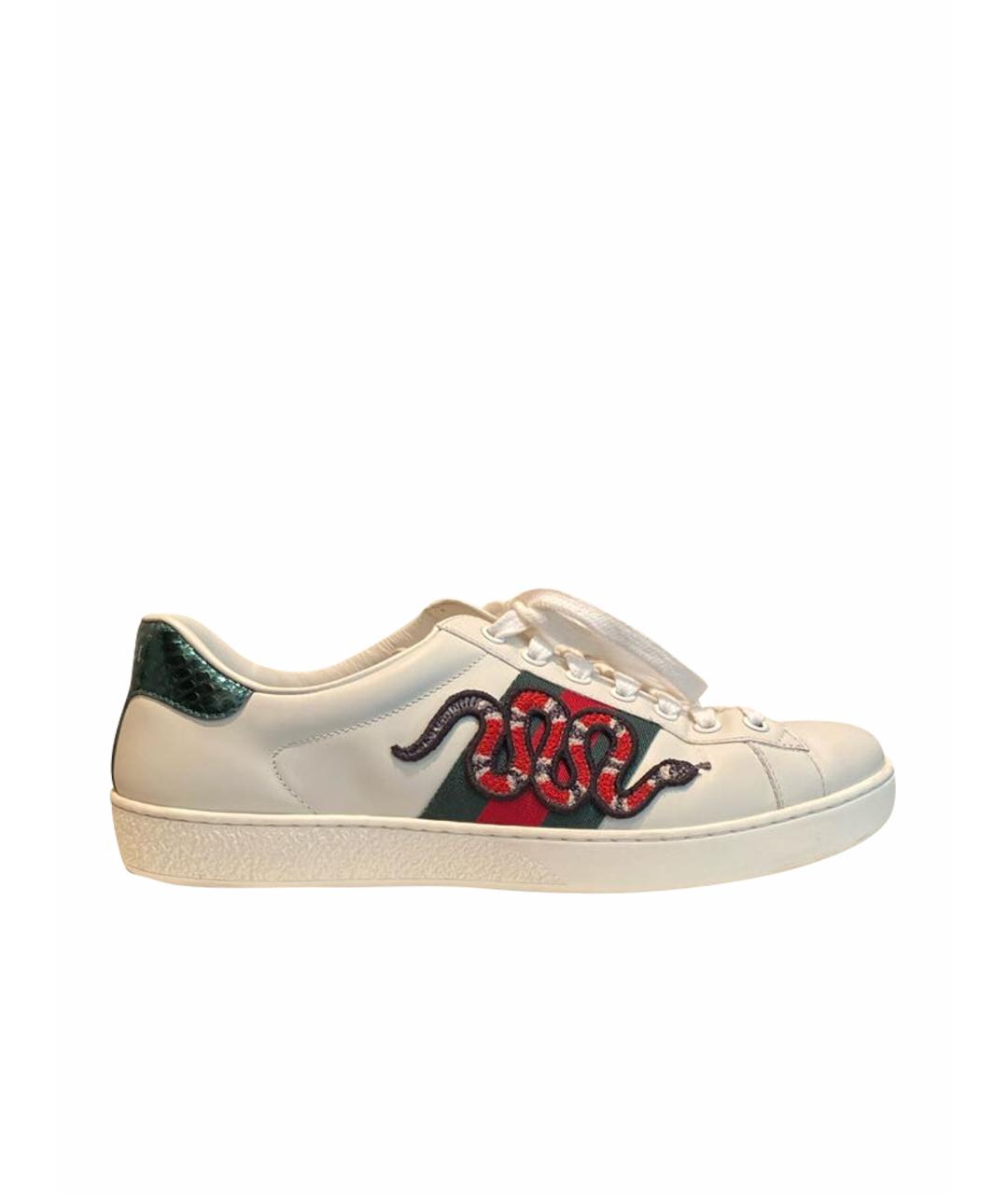 GUCCI Белые кожаные высокие кроссовки / кеды, фото 9