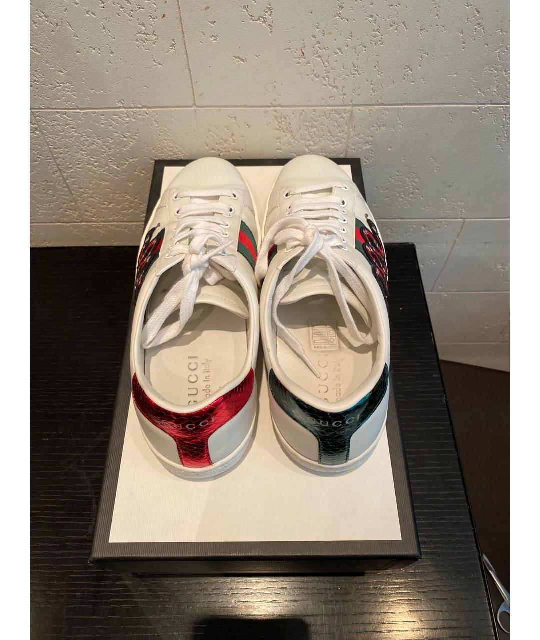 GUCCI Белые кожаные высокие кроссовки / кеды, фото 3