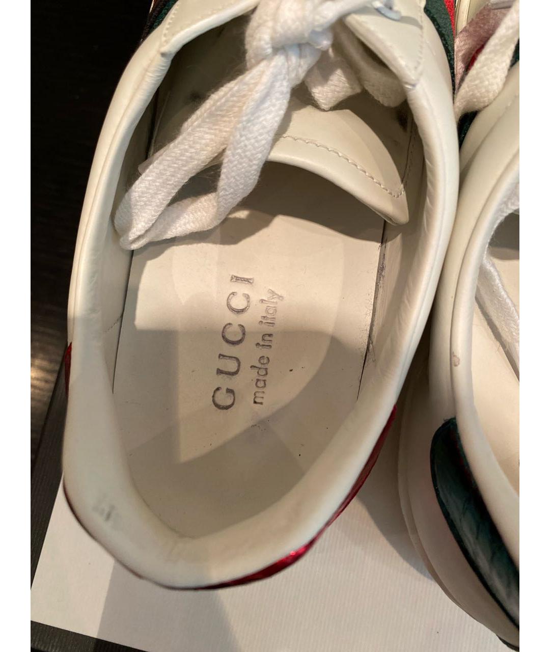 GUCCI Белые кожаные высокие кроссовки / кеды, фото 6