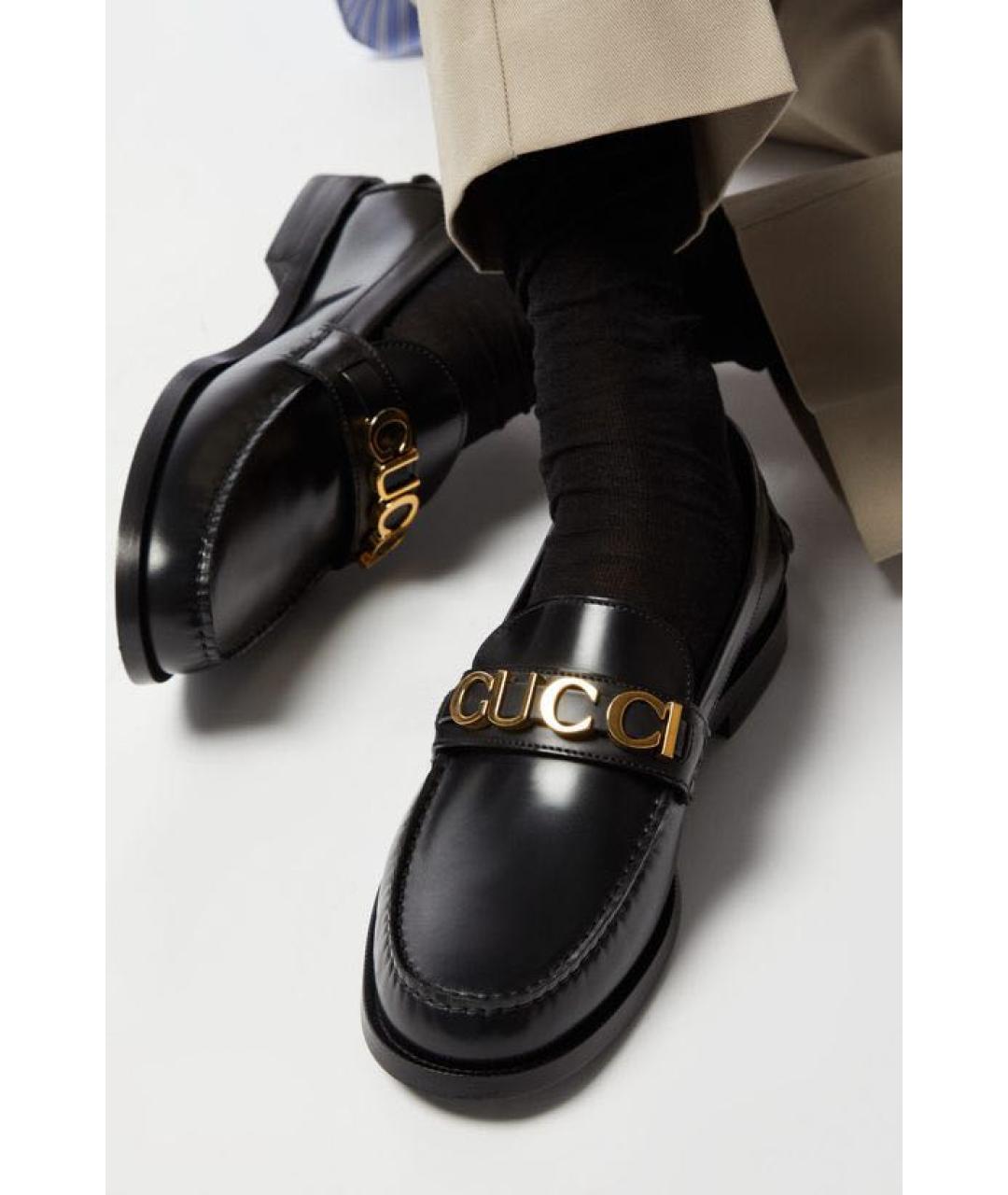 GUCCI Черные кожаные лоферы, фото 5