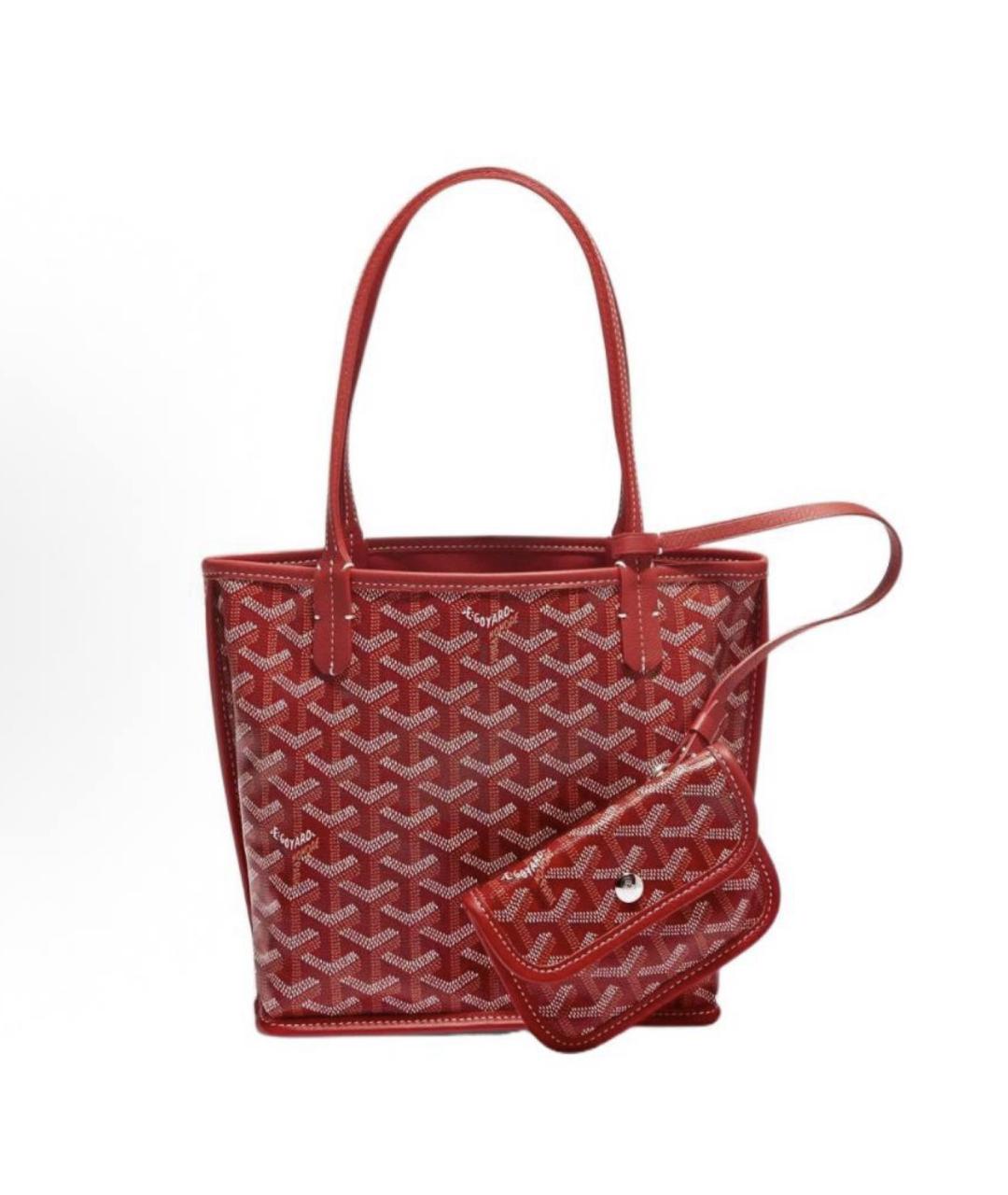 GOYARD Красная кожаная сумка с короткими ручками, фото 4