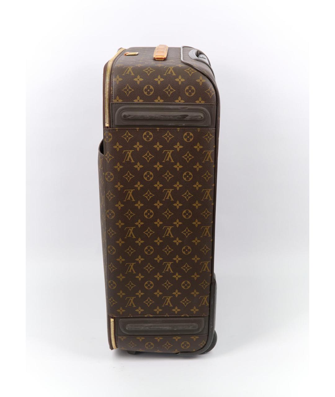 LOUIS VUITTON Коричневый кожаный чемодан, фото 2