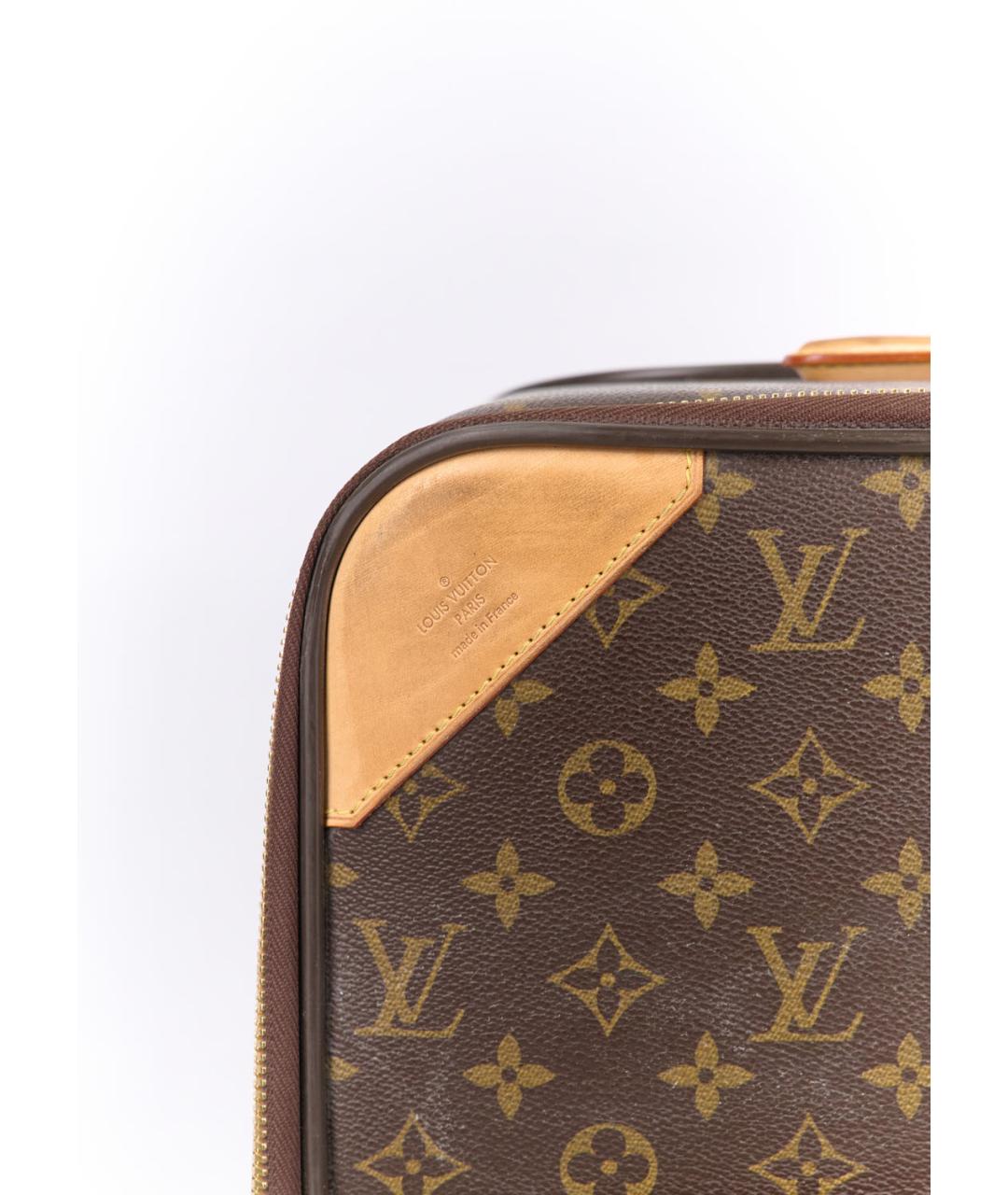 LOUIS VUITTON Коричневый кожаный чемодан, фото 6