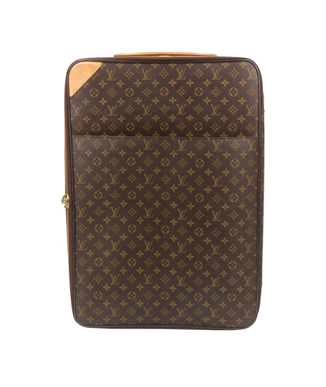 LOUIS VUITTON Коричневый кожаный чемодан, фото 8