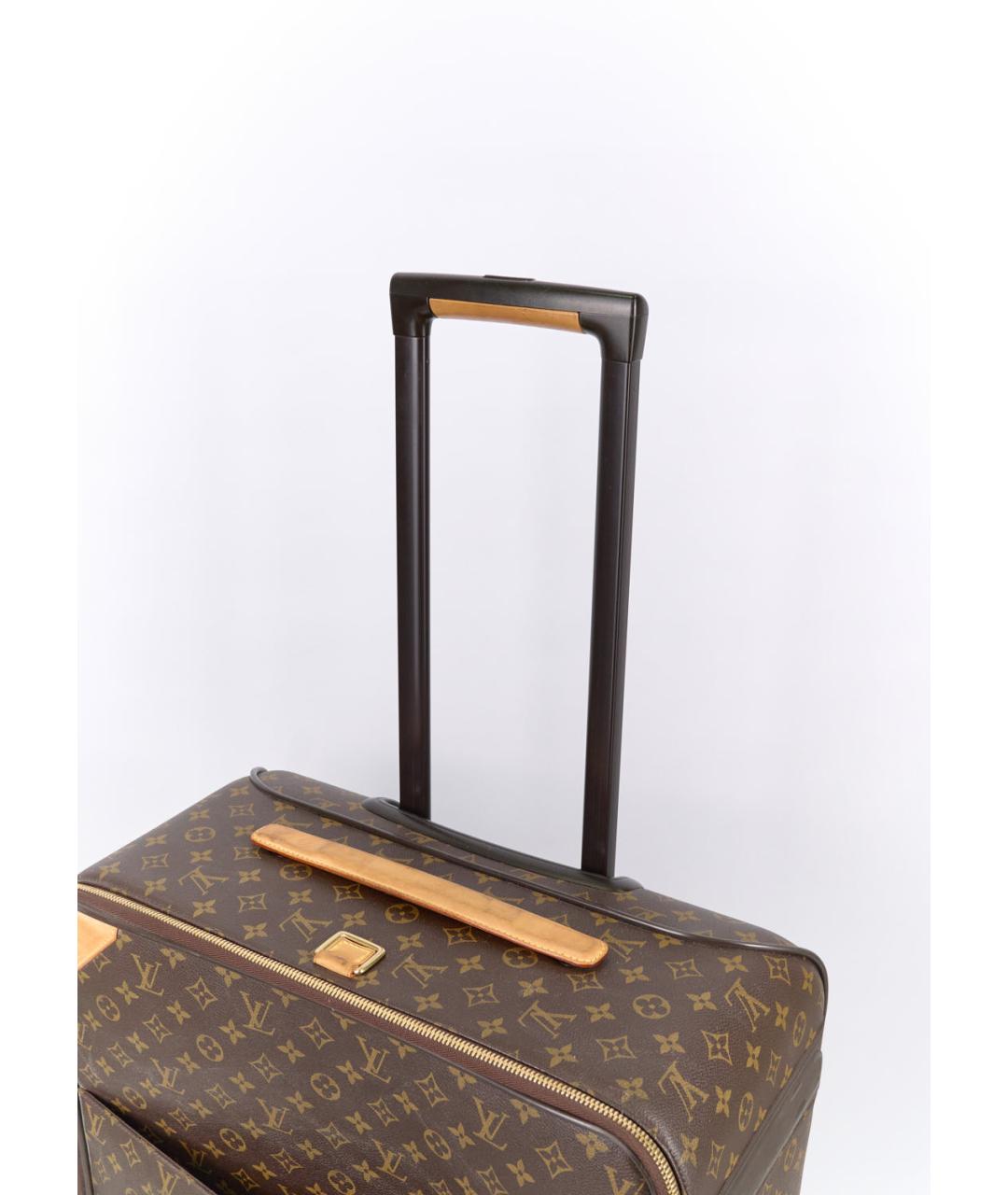 LOUIS VUITTON Коричневый кожаный чемодан, фото 7