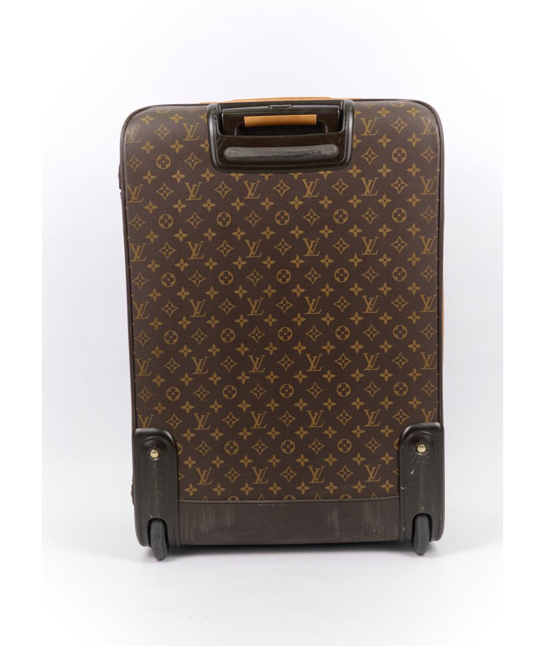 LOUIS VUITTON Коричневый кожаный чемодан, фото 3
