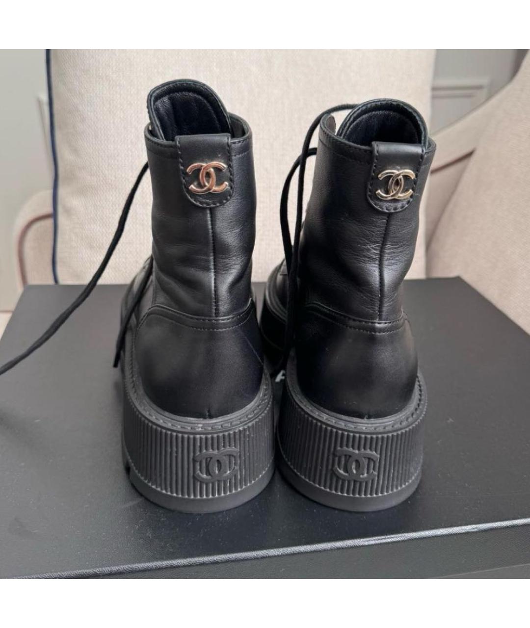 CHANEL Черные кожаные ботинки, фото 4