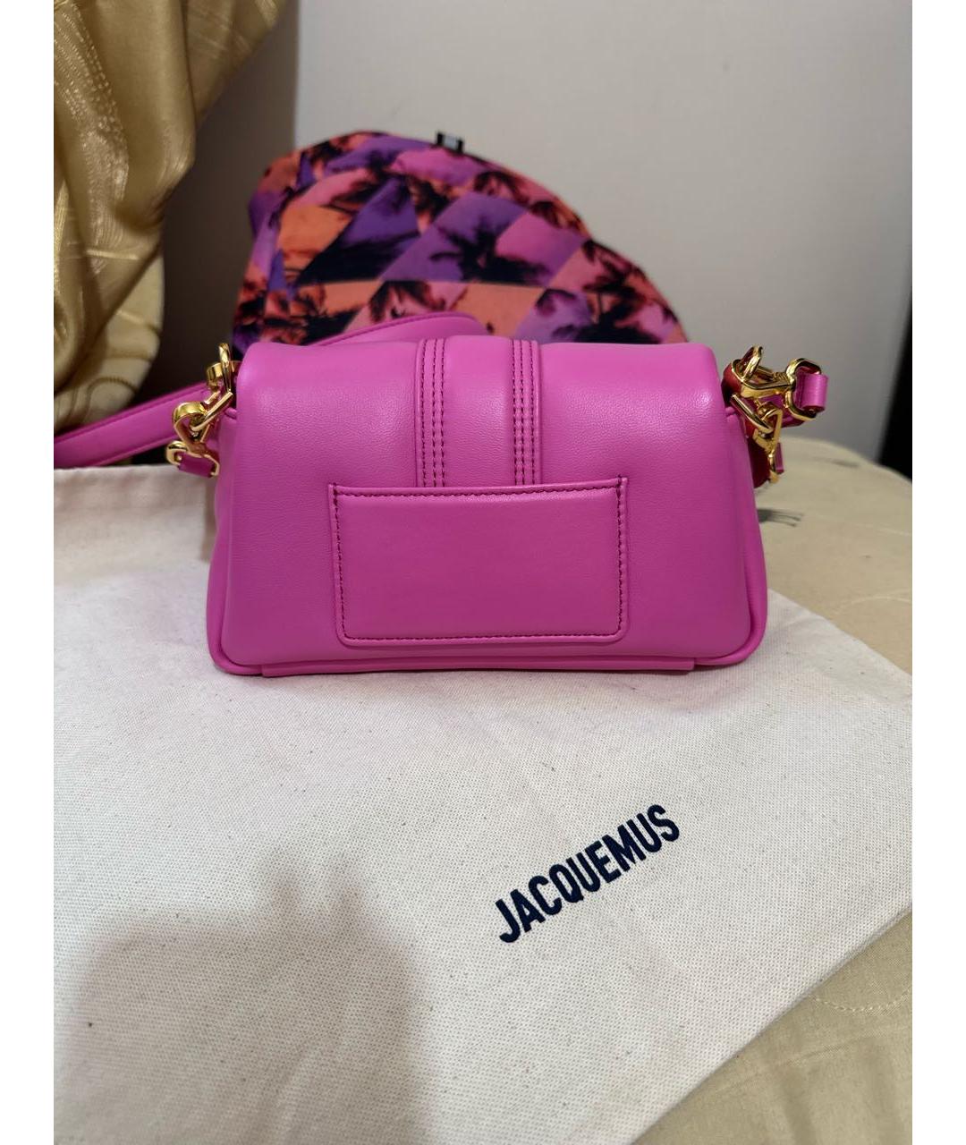 JACQUEMUS Фуксия кожаная сумка через плечо, фото 3