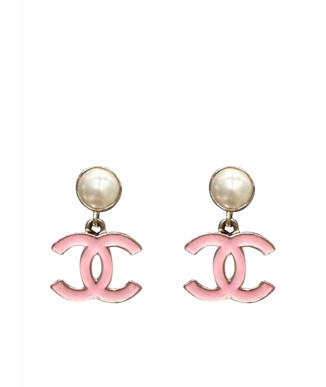 CHANEL Розовые металлические серьги, фото 1