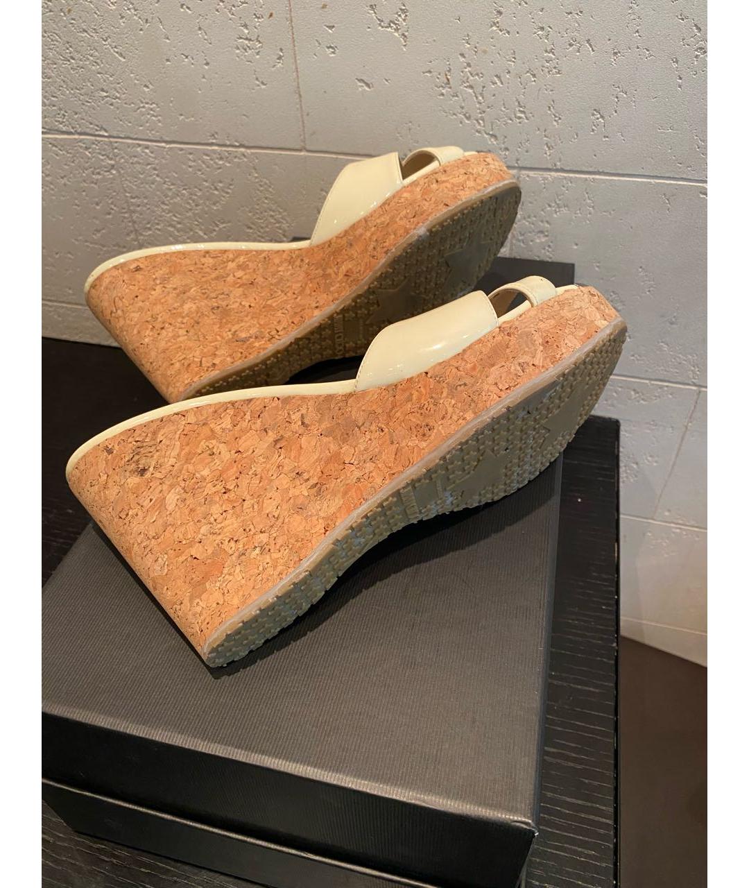 JIMMY CHOO Бежевые кожаные мюли, фото 5