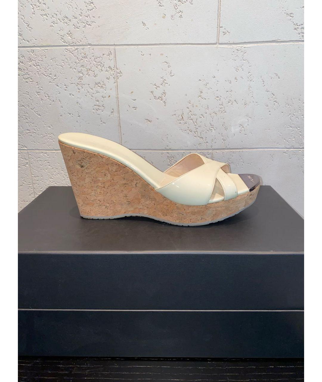 JIMMY CHOO Бежевые кожаные мюли, фото 9